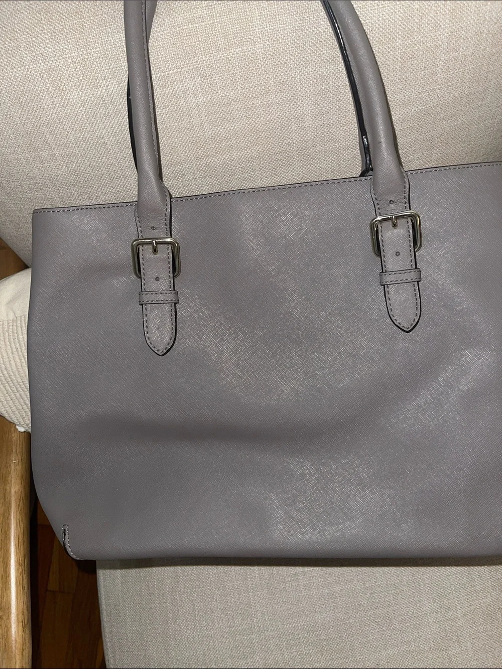 kate spade Gray Leather Satchel with Double Handles